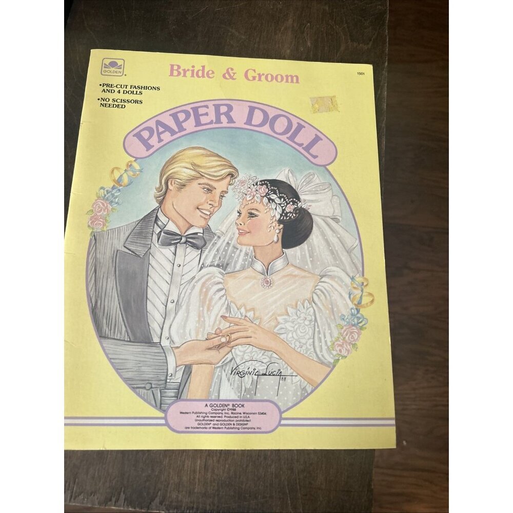 Vintage Paper Doll Book Bride & Groom, Golden Books 1988, Uncut NEW